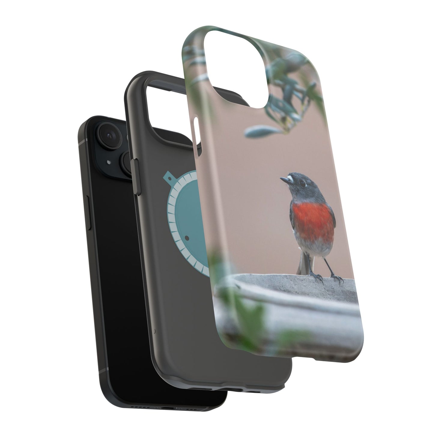 Scarlet Robin - Magnetic Impact-Resistant Phone Case - Fono Caso x EstebantheNatureman - Wildlife Photography Case - Gift for Bird Lovers