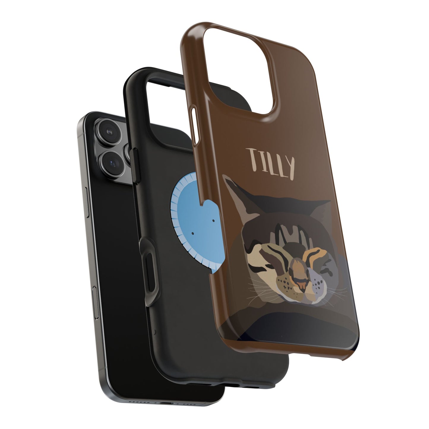 Customizable Magnetic Impact-Resistant Phone Case Your Pet Photo or Digital Painting with Name_2_iPhone 13 and up