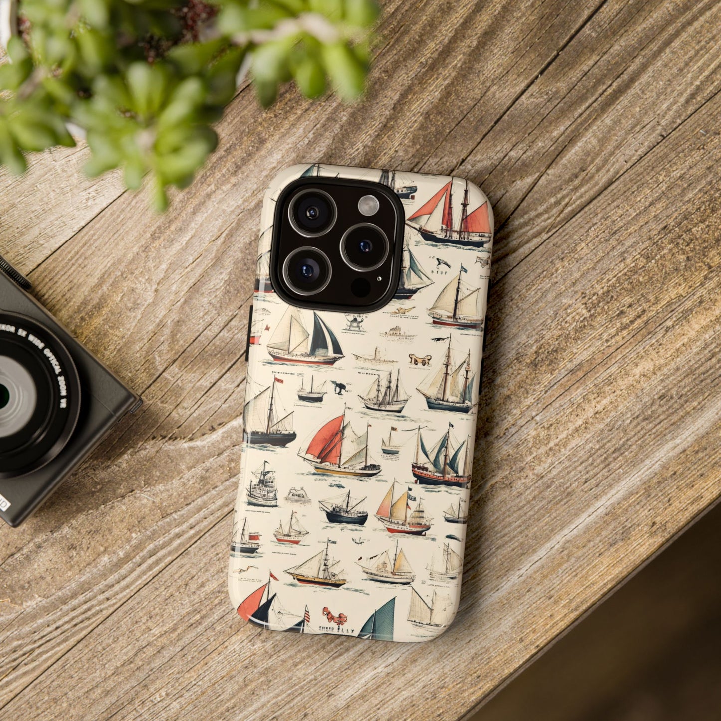Vintage Sailing Ship Nautical Illustration Maritime Aesthetic_4 Customizable Tough Phone Case for iPhone 16, 15 Pro Max, Samsung S24 Ultra, Pixel 7 & more