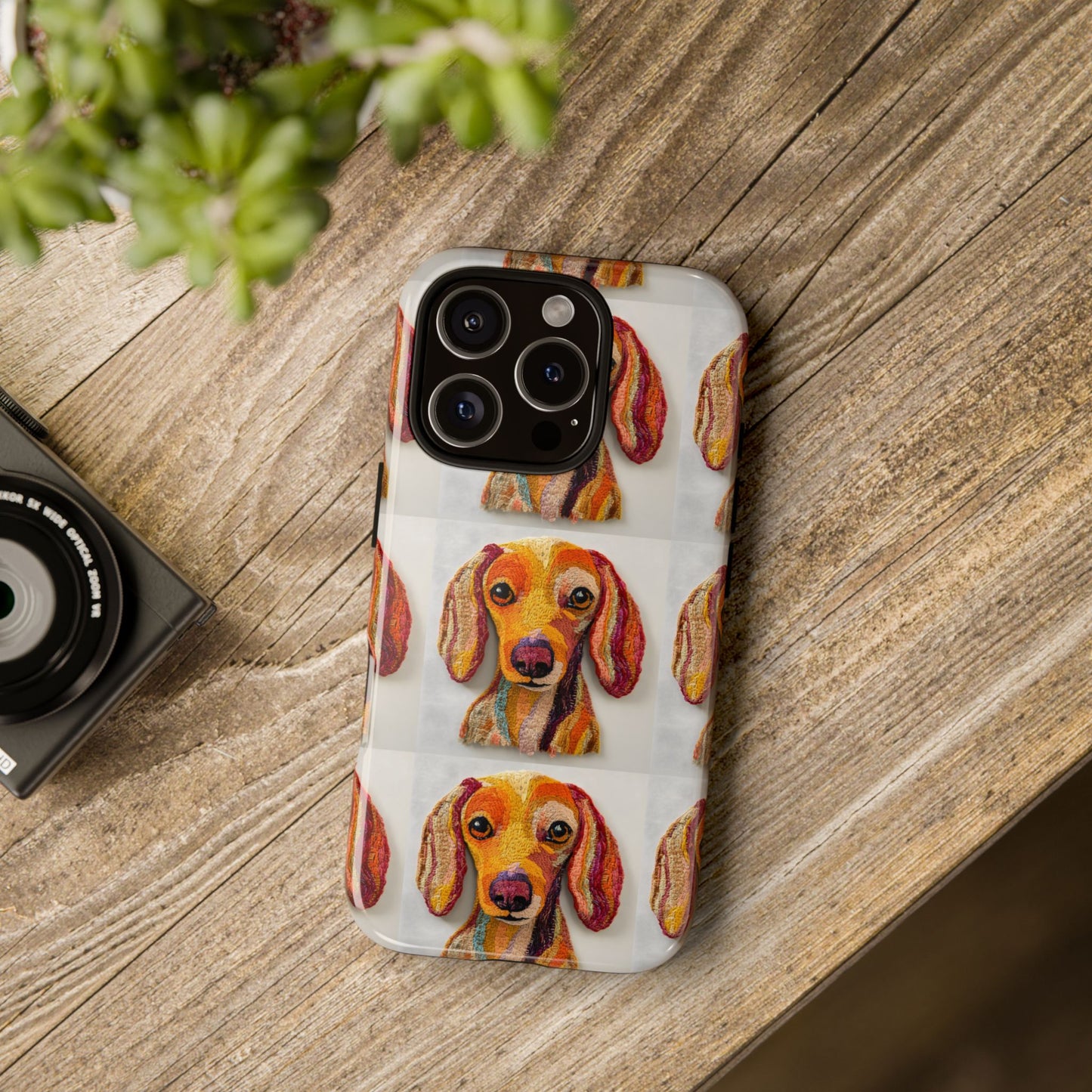Threaded Creatures Embroidered Dog_3 Customizable Tough Phone Case for iPhone 16, 15 Pro Max, Samsung S24 Ultra, Pixel 7 & more