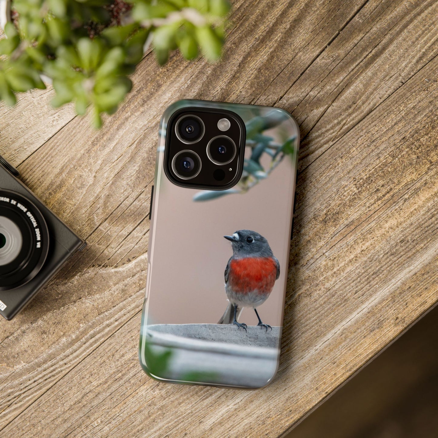 Scarlet Robin - Tough Phone Case - Fono Caso x EstebantheNatureman - Wildlife Photography Case - Gift for Bird Lovers