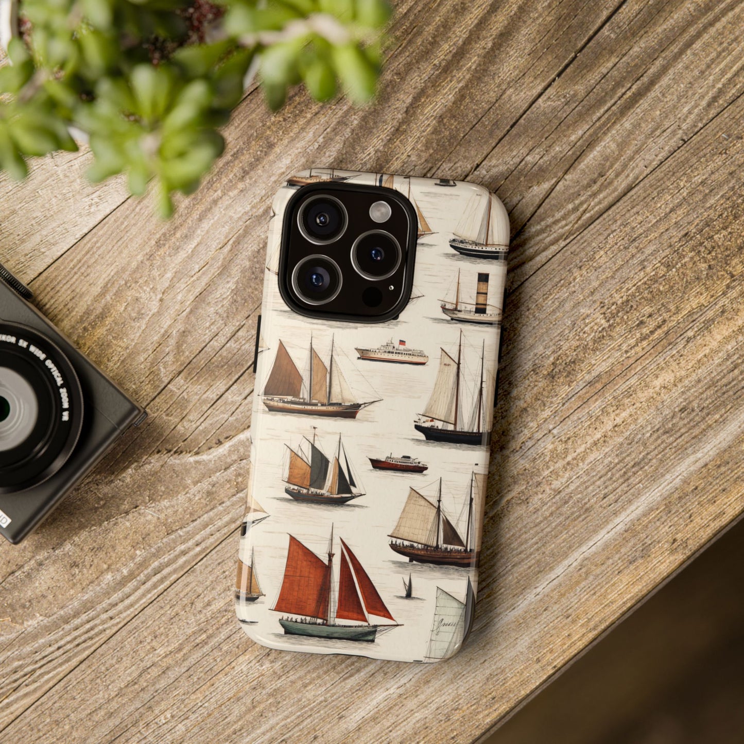 Vintage Sailing Ship Nautical Illustration Maritime Aesthetic_1 Customizable Tough Phone Case for iPhone 16, 15 Pro Max, Samsung S24 Ultra, Pixel 7 & more