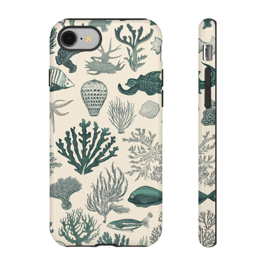 Botanical Oceanic Plant Life Illustration Cottagecore_2 Customizable Tough Phone Case for iPhone 16, 15 Pro Max, Samsung S24 Ultra, Pixel 7 & more