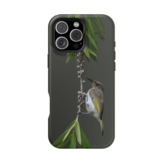 Brown Honeyeater - Magnetic Impact-Resistant Phone Case - Fono Caso x EstebantheNatureman - Wildlife Photography Case - Gift for Bird Lovers