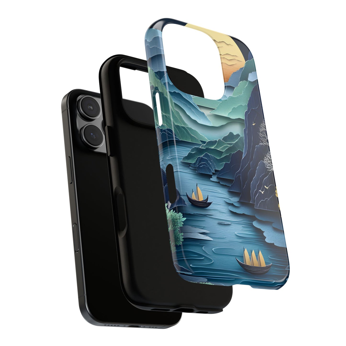 3D Paper Art Nature_4 Customizable Tough Phone Case for iPhone 16, 15 Pro Max, Samsung S24 Ultra, Pixel 7 & more