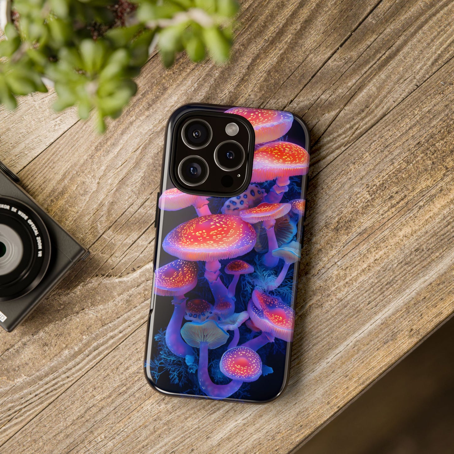 3D Mushrooms Neon Glow_9 Customizable Tough Phone Case for iPhone 16, 15 Pro Max, Samsung S24 Ultra, Pixel 7 & more