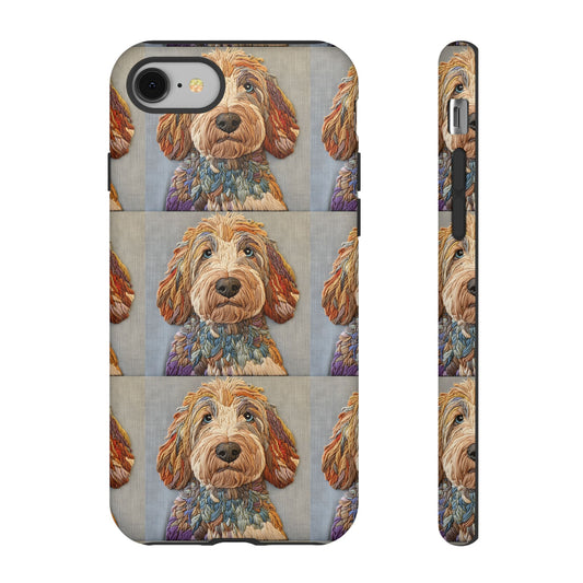 Threaded Creatures Embroidered Dog_2 Customizable Tough Phone Case for iPhone 16, 15 Pro Max, Samsung S24 Ultra, Pixel 7 & more