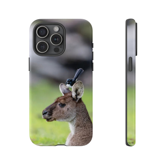 Willie Wagtail + Western Grey Kangaroo - Tough Case - Fono Caso x EstebantheNatureman - Wildlife Photography Case - Gift for Bird Lovers