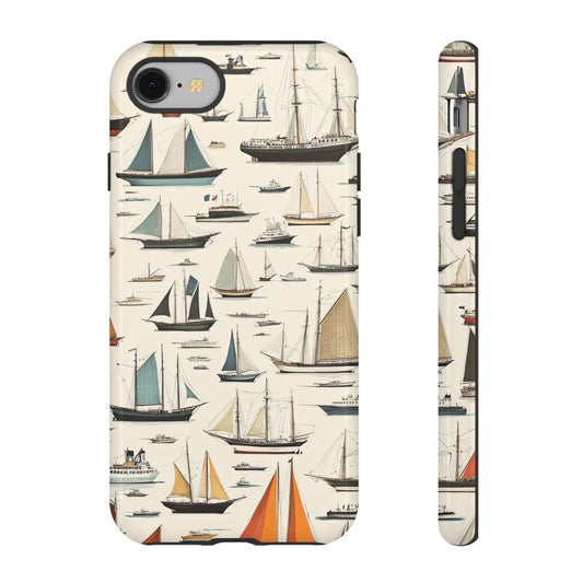 Vintage Sailing Ship Nautical Illustration Maritime Aesthetic_2 Customizable Tough Phone Case for iPhone 16, 15 Pro Max, Samsung S24 Ultra, Pixel 7 & more
