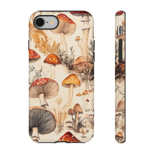 Vintage Mushroom Illustration Cottagecore Scientific Art_4 Customizable Tough Phone Case for iPhone 16, 15 Pro Max, Samsung S24 Ultra, Pixel 7 & more