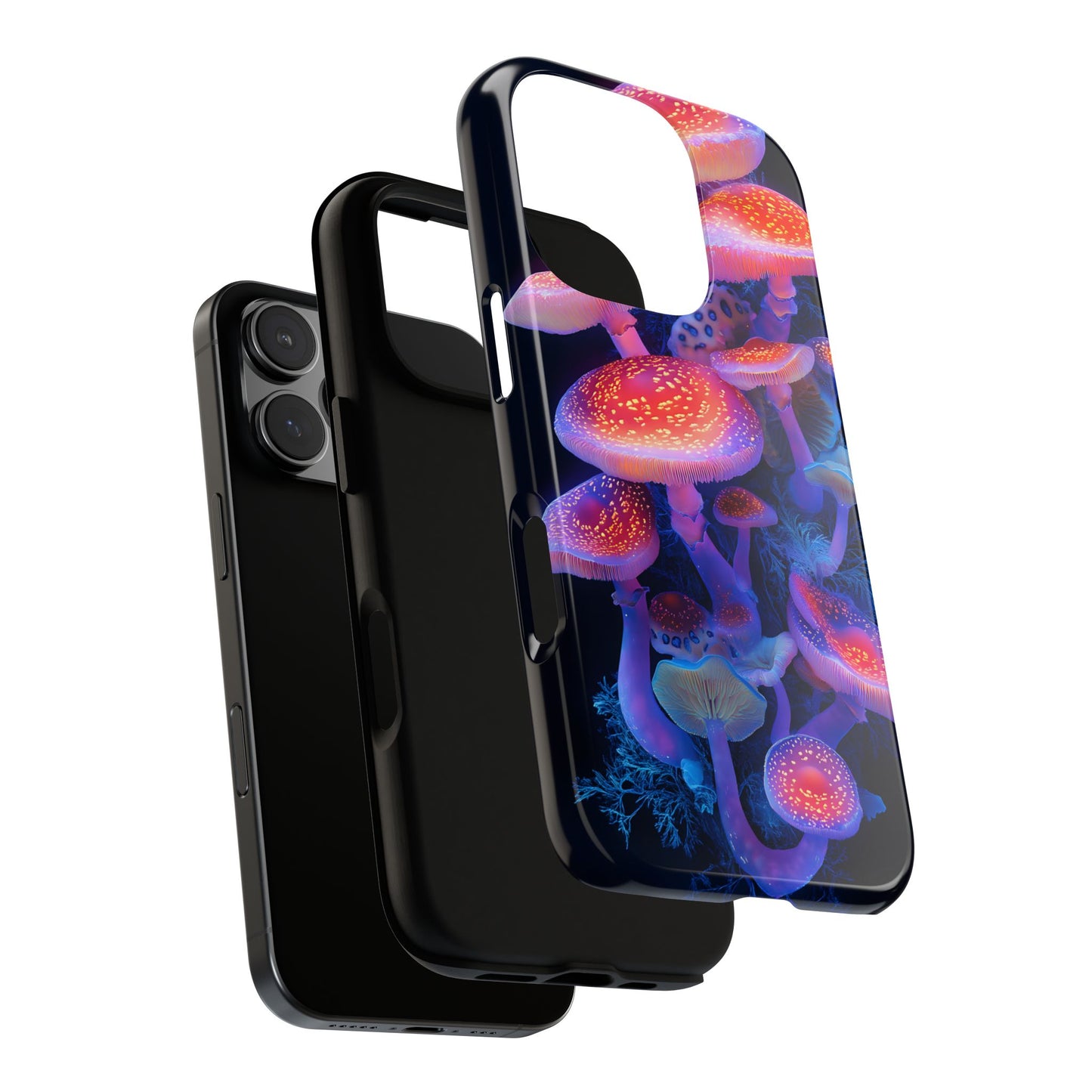 3D Mushrooms Neon Glow_9 Customizable Tough Phone Case for iPhone 16, 15 Pro Max, Samsung S24 Ultra, Pixel 7 & more
