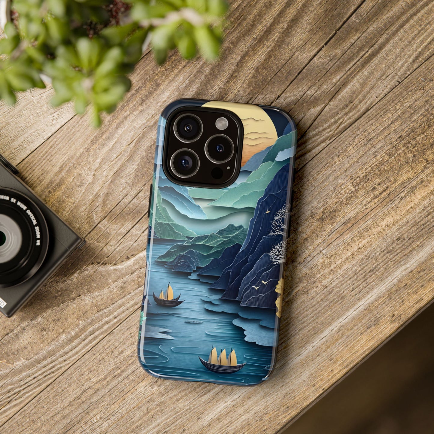 3D Paper Art Nature_4 Customizable Tough Phone Case for iPhone 16, 15 Pro Max, Samsung S24 Ultra, Pixel 7 & more