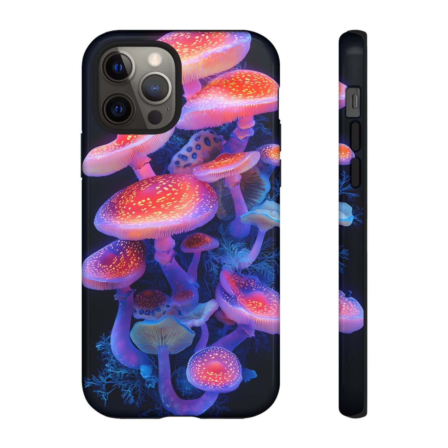 3D Mushrooms Neon Glow_9 Customizable Tough Phone Case for iPhone 16, 15 Pro Max, Samsung S24 Ultra, Pixel 7 & more