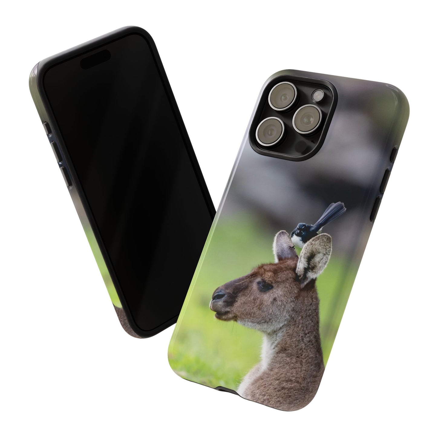 Willie Wagtail + Western Grey Kangaroo - Tough Case - Fono Caso x EstebantheNatureman - Wildlife Photography Case - Gift for Bird Lovers