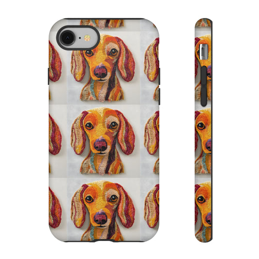 Threaded Creatures Embroidered Dog_3 Customizable Tough Phone Case for iPhone 16, 15 Pro Max, Samsung S24 Ultra, Pixel 7 & more