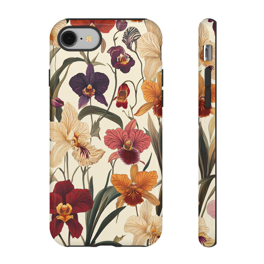 Botanical Floral Illustration Orchid Cottagecore Aesthetic_4 Customizable Tough Phone Case for iPhone 16, 15 Pro Max, Samsung S24 Ultra, Pixel 7 & more