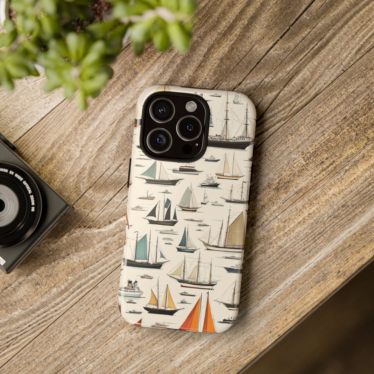 Vintage Sailing Ship Nautical Illustration Maritime Aesthetic_2 Customizable Tough Phone Case for iPhone 16, 15 Pro Max, Samsung S24 Ultra, Pixel 7 & more