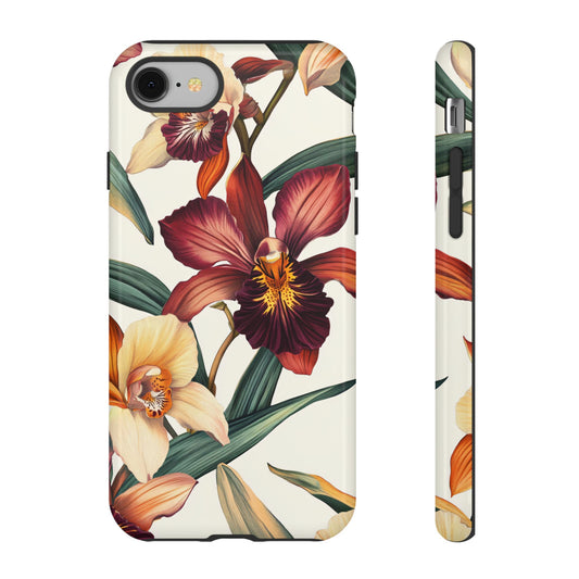 Botanical Floral Illustration Orchid Cottagecore Aesthetic_3 Customizable Tough Phone Case for iPhone 16, 15 Pro Max, Samsung S24 Ultra, Pixel 7 & more