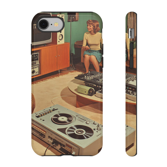 Retro Sci-Fi Hi-Fi Vintage Space Age Art_2 Customizable Tough Phone Case for iPhone 16, 15 Pro Max, Samsung S24 Ultra, Pixel 7 & more