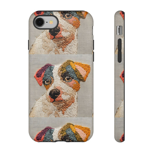 Threaded Creatures Embroidered Dog_1 Customizable Tough Phone Case for iPhone 16, 15 Pro Max, Samsung S24 Ultra, Pixel 7 & more