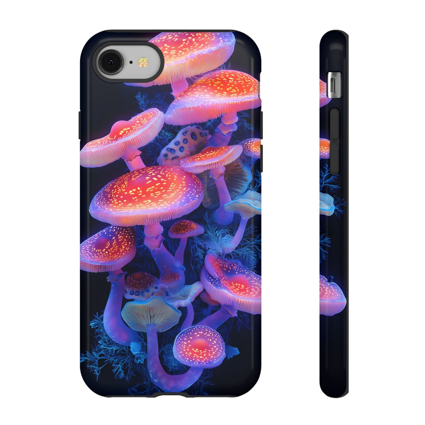 3D Mushrooms Neon Glow_9 Customizable Tough Phone Case for iPhone 16, 15 Pro Max, Samsung S24 Ultra, Pixel 7 & more