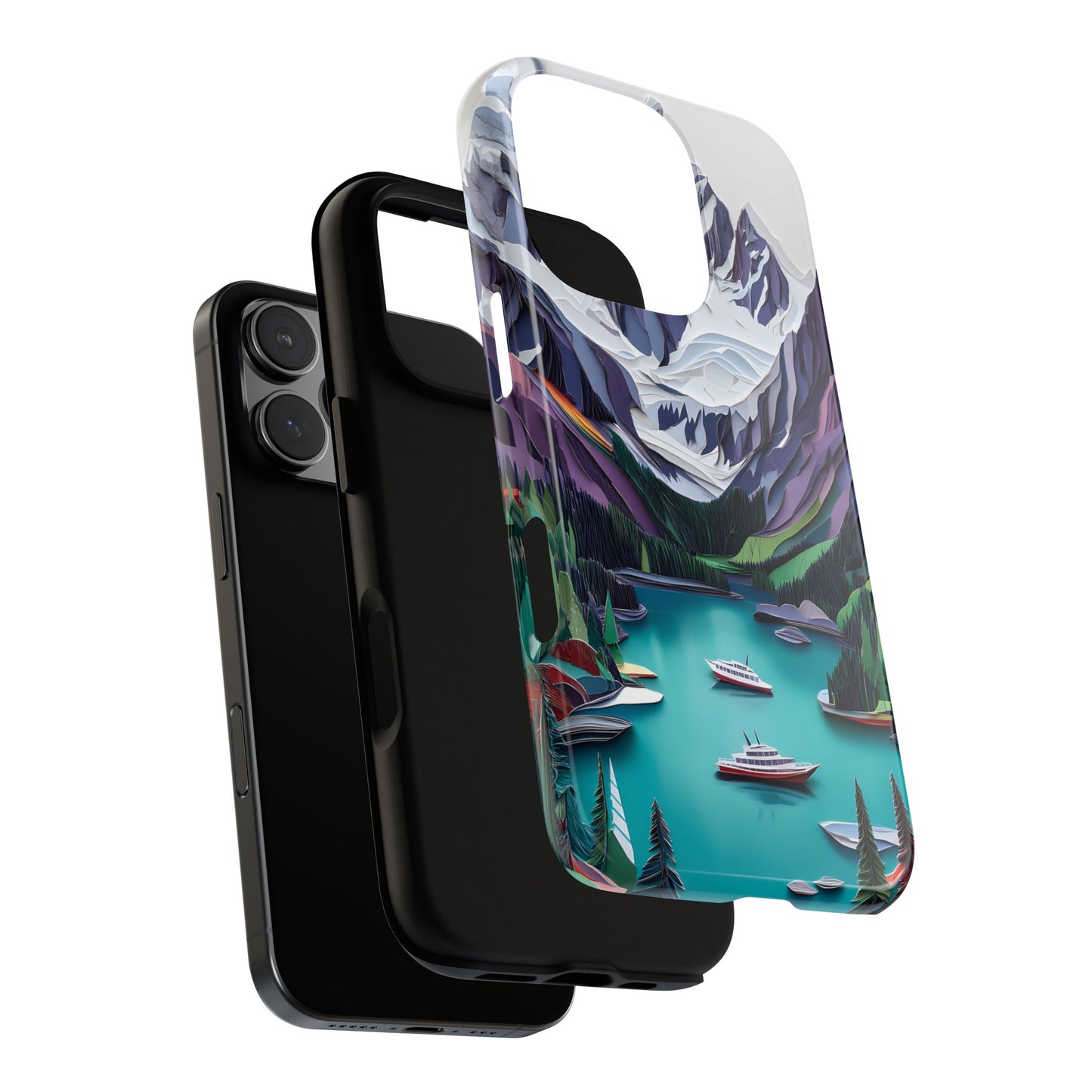 3D Paper Art Nature_1 Customizable Tough Phone Case for iPhone 16, 15, 15 Pro Max, 15 Plus, Samsung S24 Ultra, Pixel 7 & more